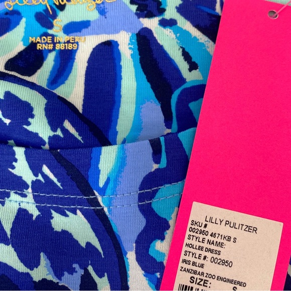 Lilly Pulitzer Hollee Dress Sz S Zanzibar Zoo Iris Blue Floral - Picture 8 of 10